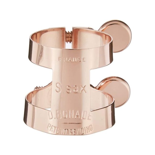 Abraçadeira para saxofone soprano Bonade L2257UPO Banho a ouro Invertida